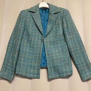 Lafayette 148 New York Women’s Blazer Jacket Size 8 Tweed Wool Blend Retro Glam